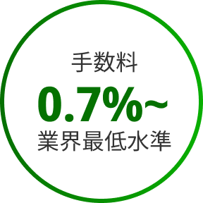 手数料0.7%〜業界最低水準